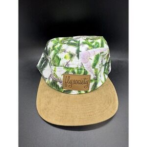 Fly Society Men's New Classic Strapback Hat Palm Trees White Green